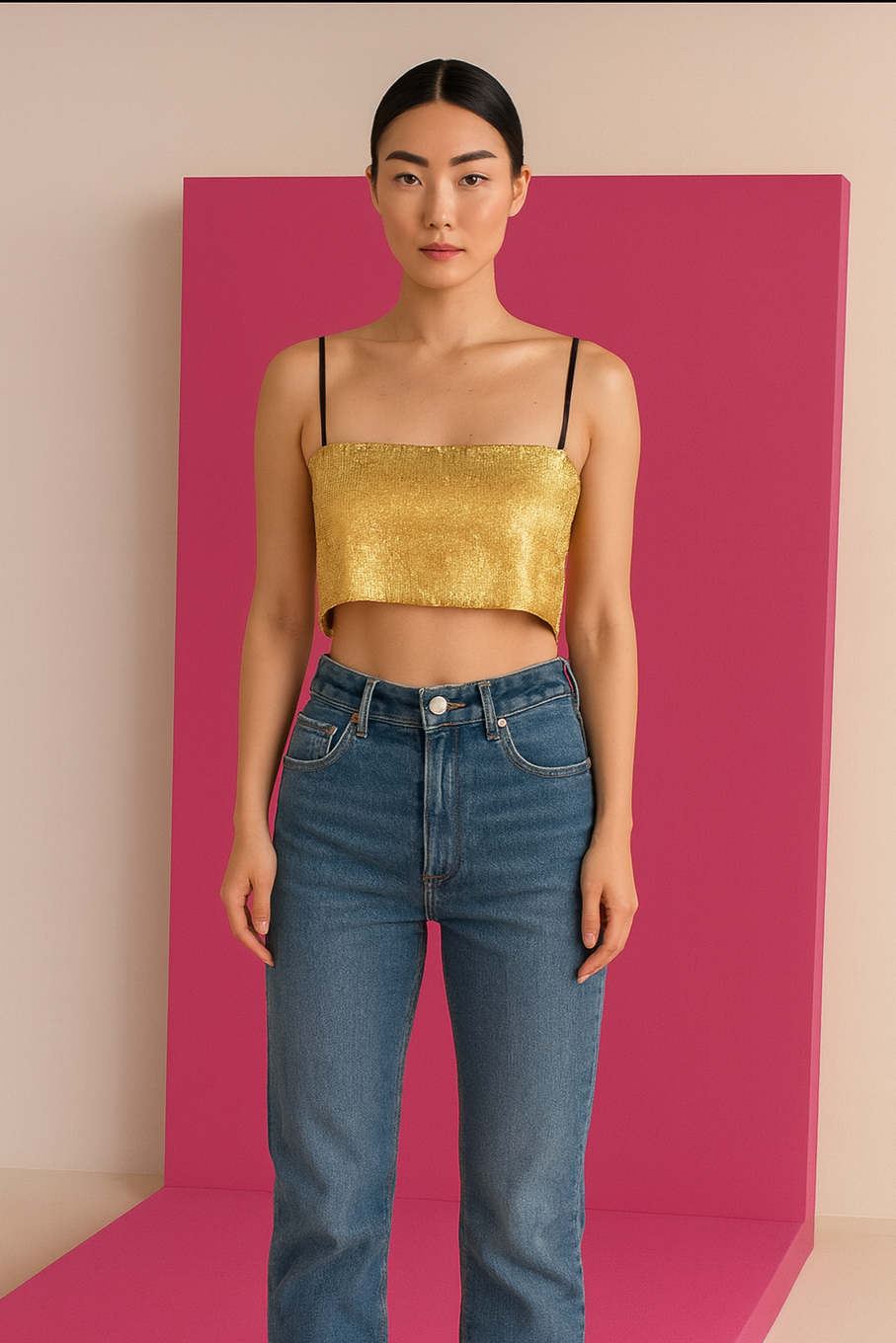 Inés Metallic Bandeau Top
