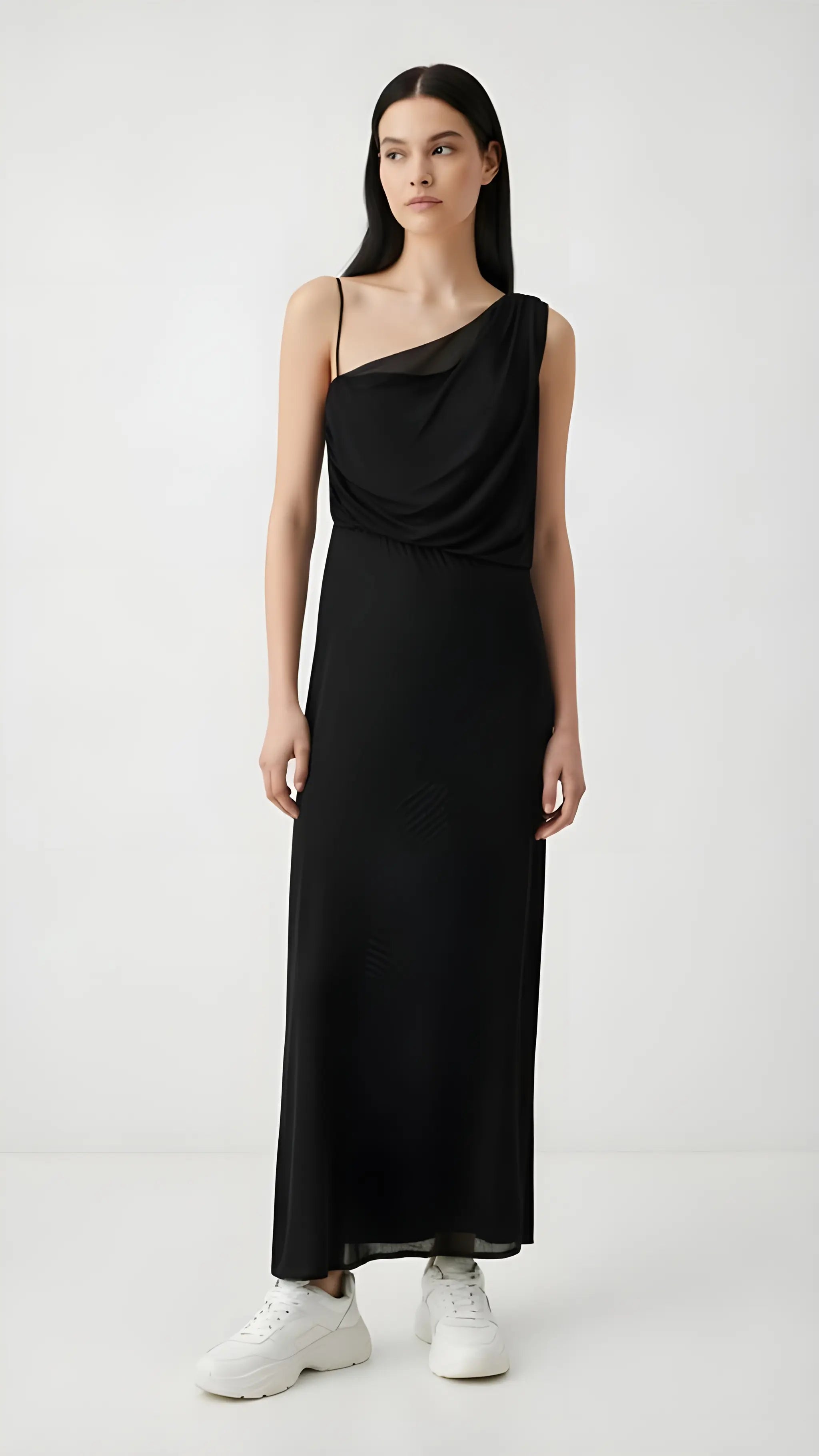 Josephine Lycra One-Shoulder Gown